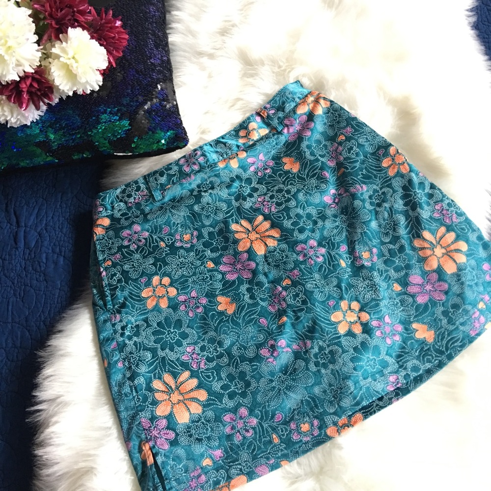 Greg Norman Floral Skort Skirt Turquoise